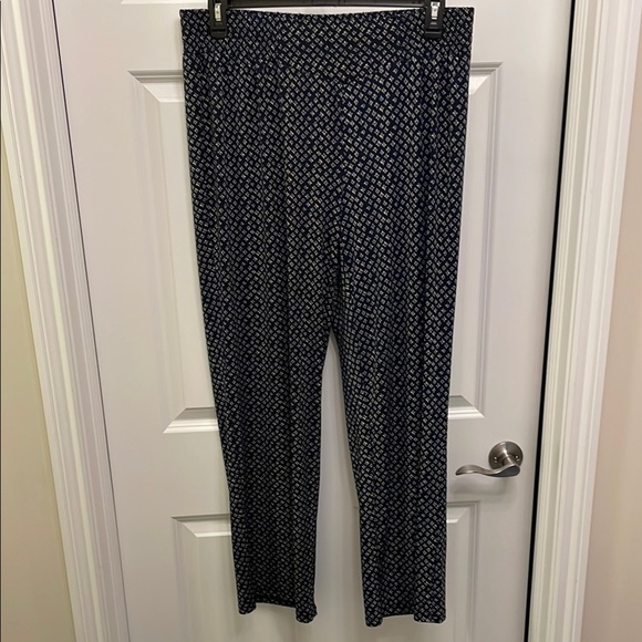 Premise Black and Cream Geometric Wide Leg Pants lightweight flowing EUC - Picture 1 of 15